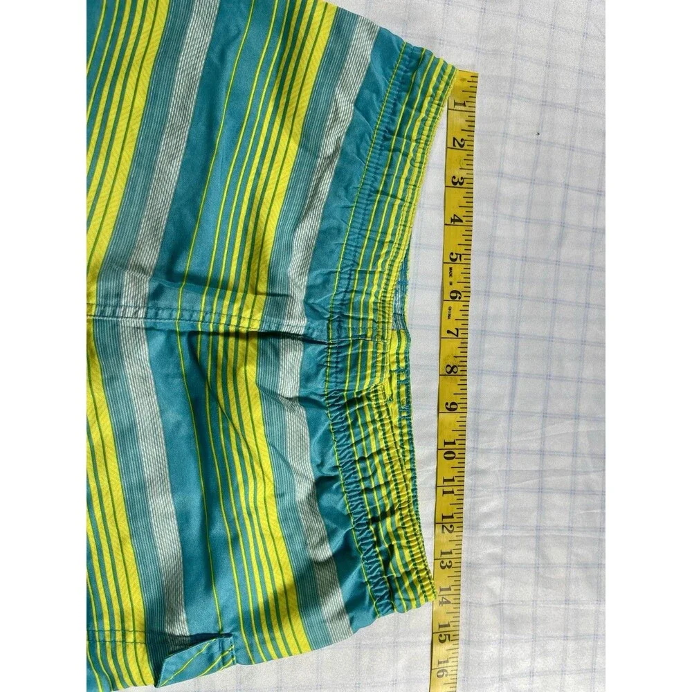 Highland Outfitters Boys Swim Trunks Board Shorts Blue Green Striped Size 10/12